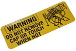 Aufkleber WARNING do not remove cap… (gelb)