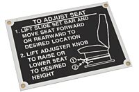 Blechschild Sitzeinstellung A1, A2, ECV , REV