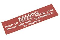 Aufkleber: PRIOR TO STARTING…