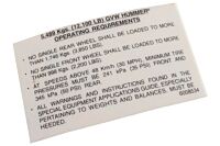 Aufkleber OPERATING REQUIREMENTS (12.1 GVW)
